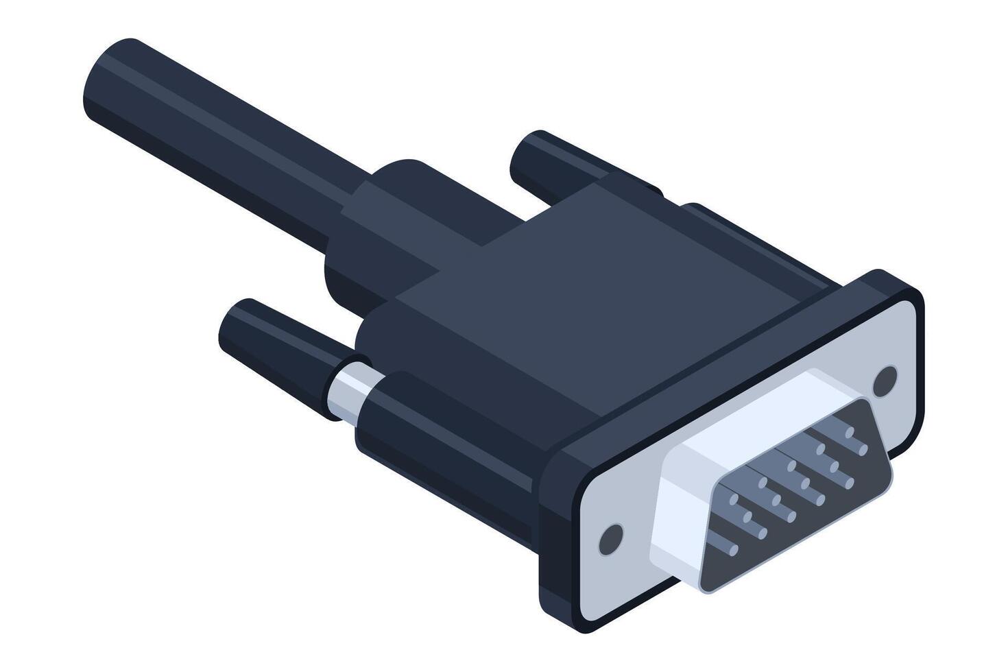 Isometric VGA port. graphics array. VGA connector. Connector and port. Computer hardware component. illustration vector