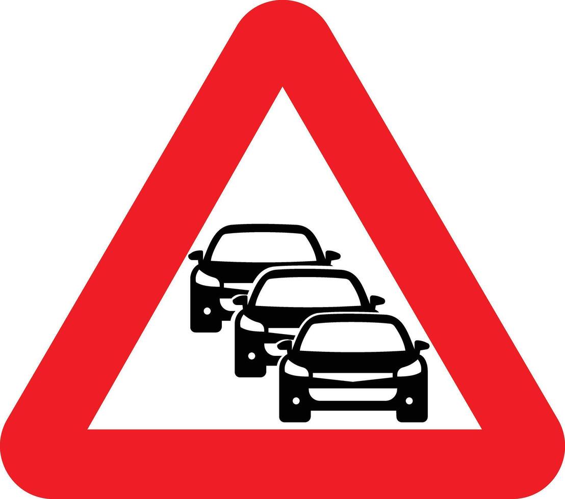 triangular sign for traffic jam. illustration of triangular isolated on white background sign. in modern style vector