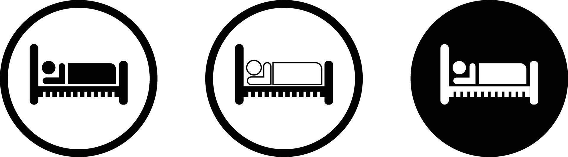 Person in bed icon set. Bed icon flat line symbol set. vector