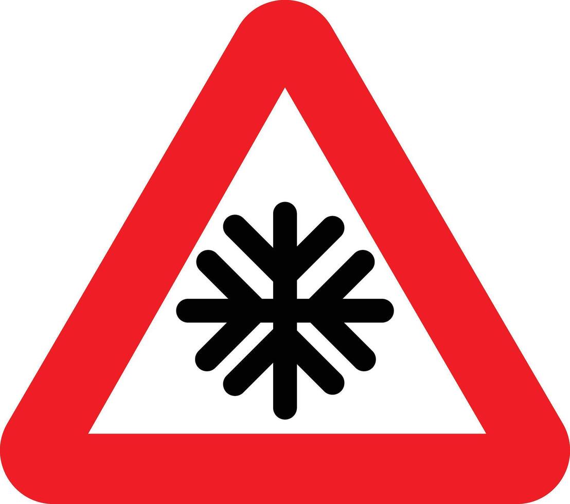 illustration of triangle road sign for cold. red triangle. im modern style vector