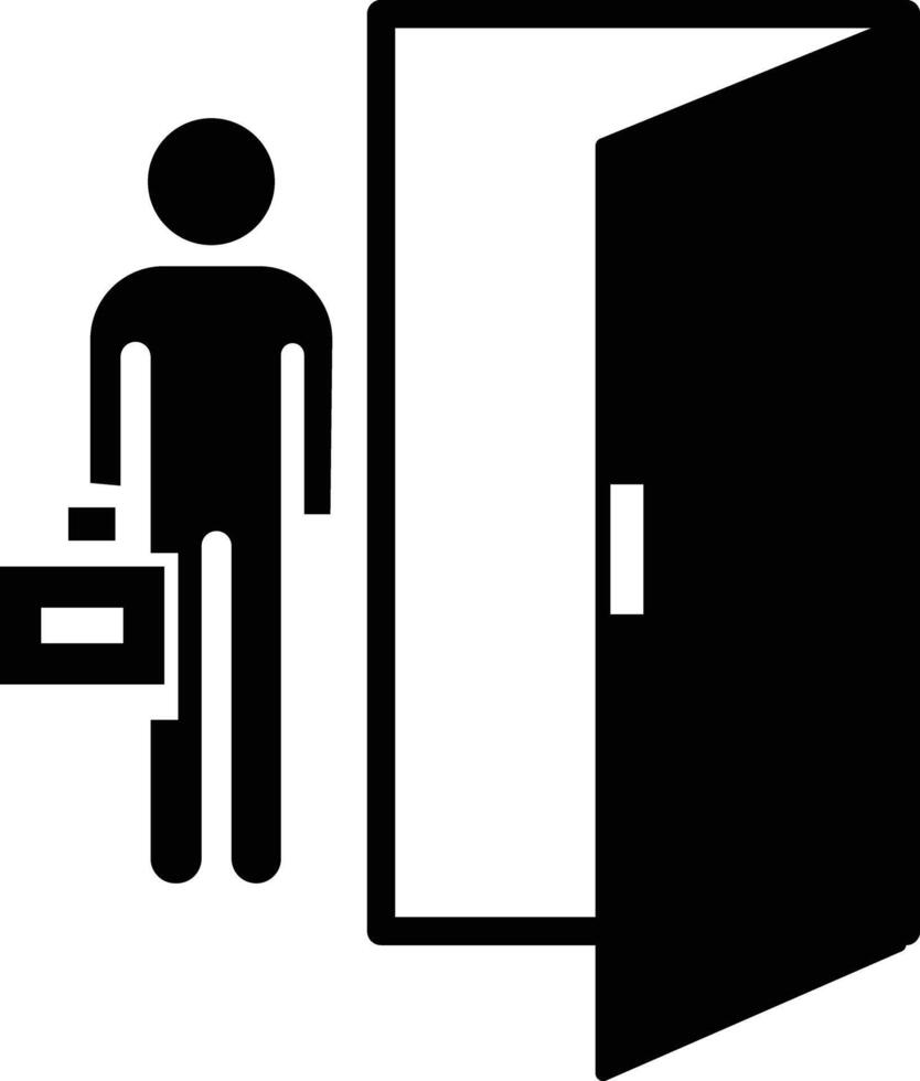 Employee leave exit Icon. Symbol isolated white background. black design in trendy style. flat illustration. color editable. vector
