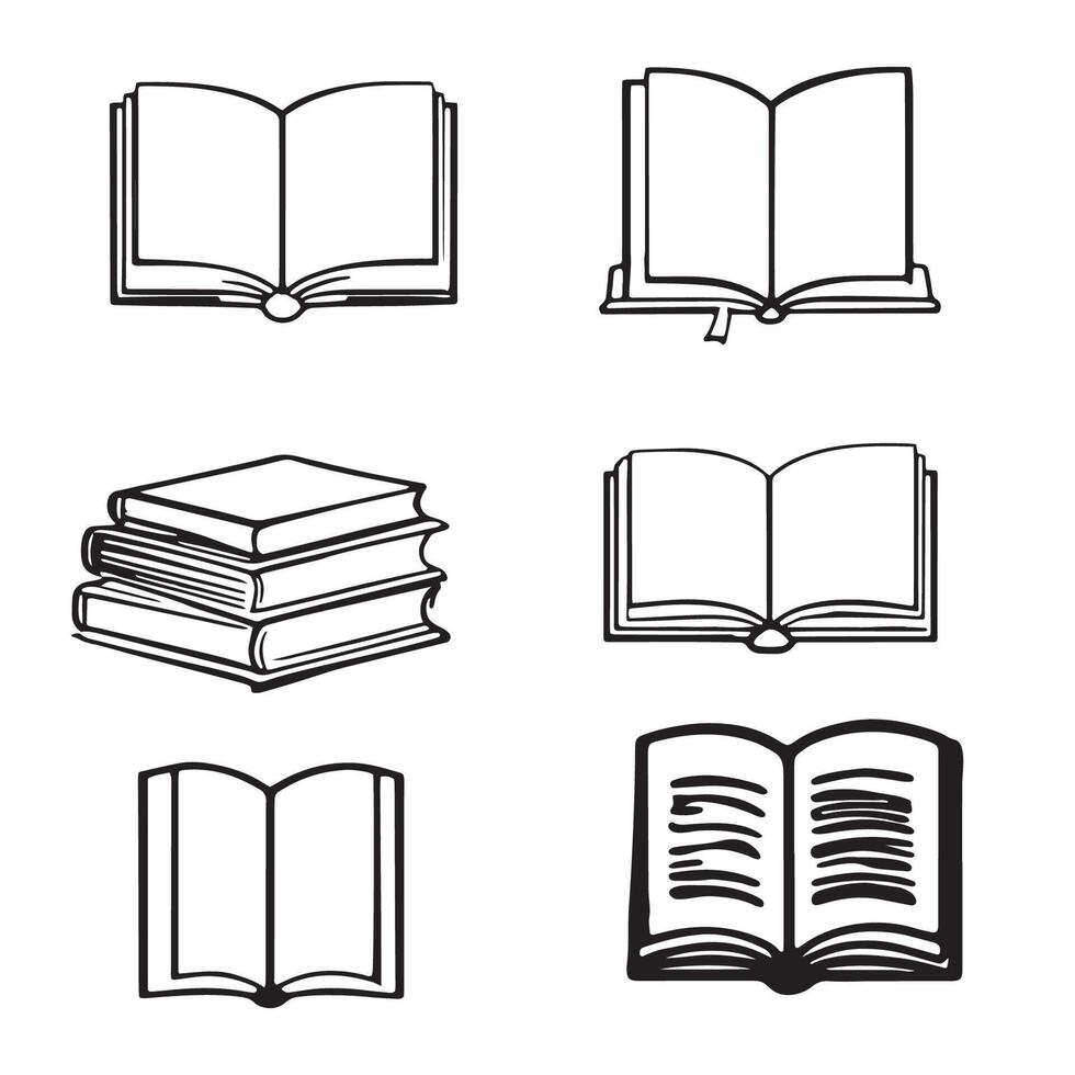 Open Book Icon Set Reading Education Symbols vector