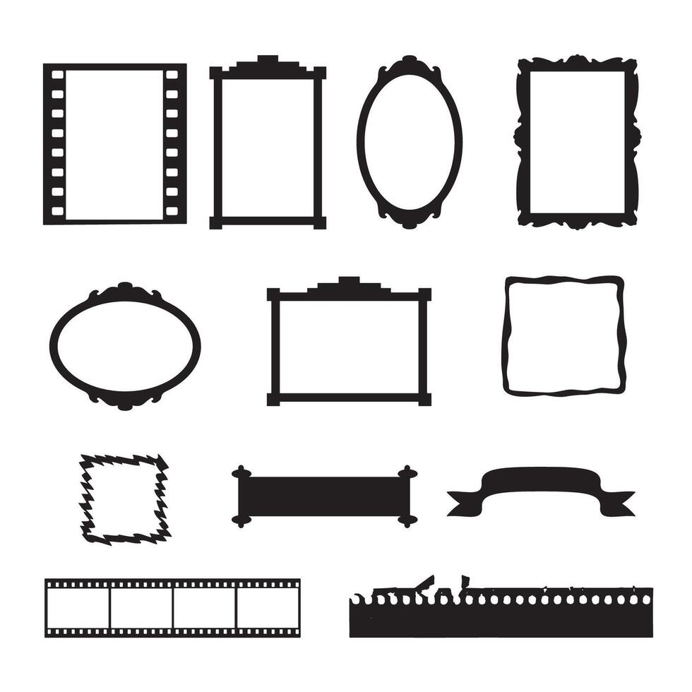 Decorative Frame Icon Set Vintage Border Label Elements vector
