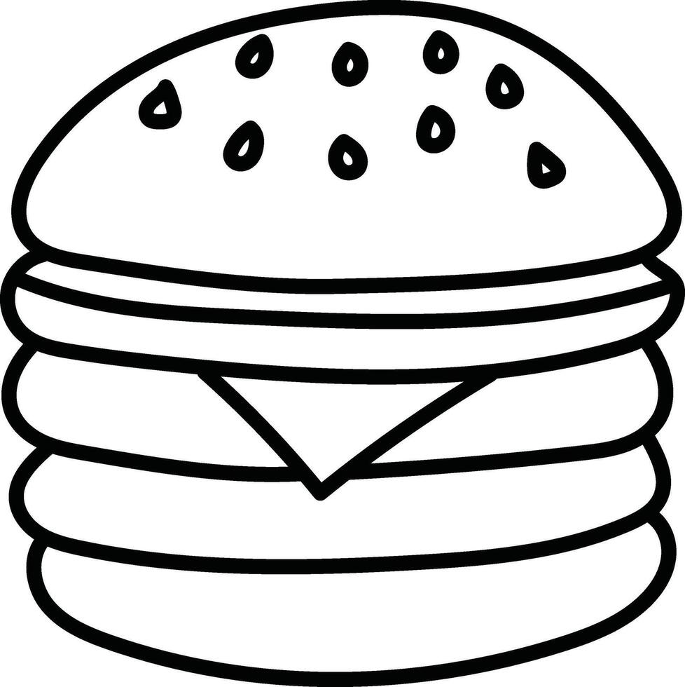 Cute Kawaii Burger Coloring Page for Creative Kids vector