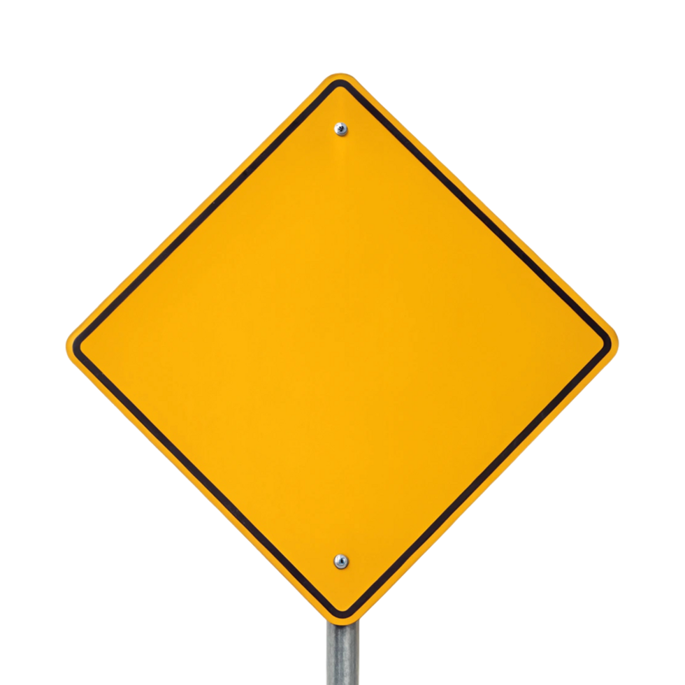 Blank yellow diamond road sign. png