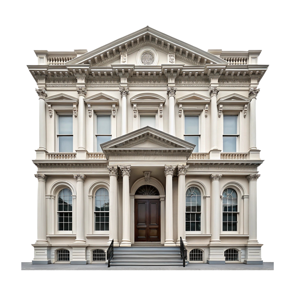 Grand neoclassical building facade png
