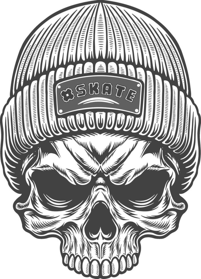 Skull in a beanie vector
