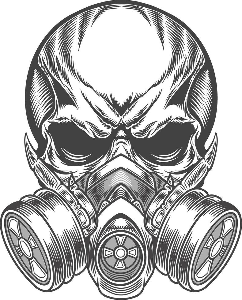 Skull with gas mask in a vintage style vector