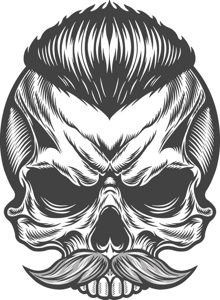 Skull with moustache and beard vector