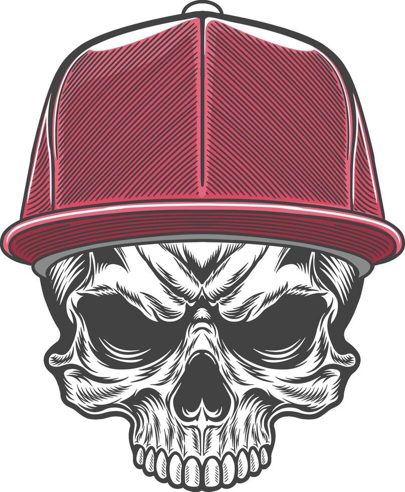 Skull wearing a baseball cap vector