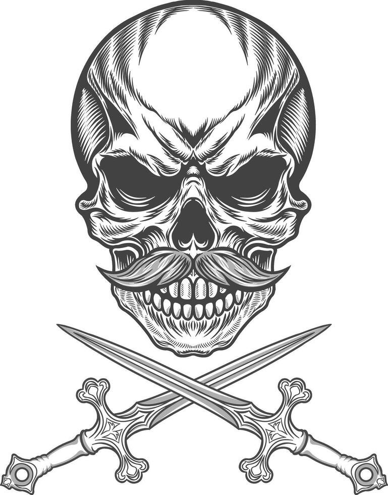 Skull with crossed swords vector