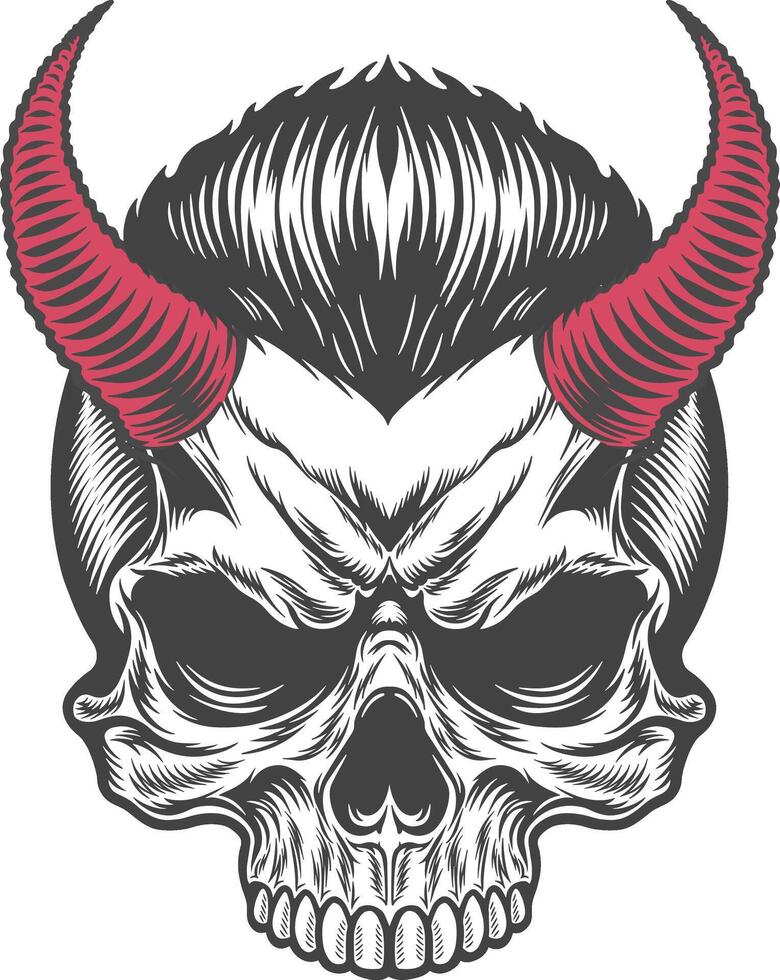 Devil skull with horns vector