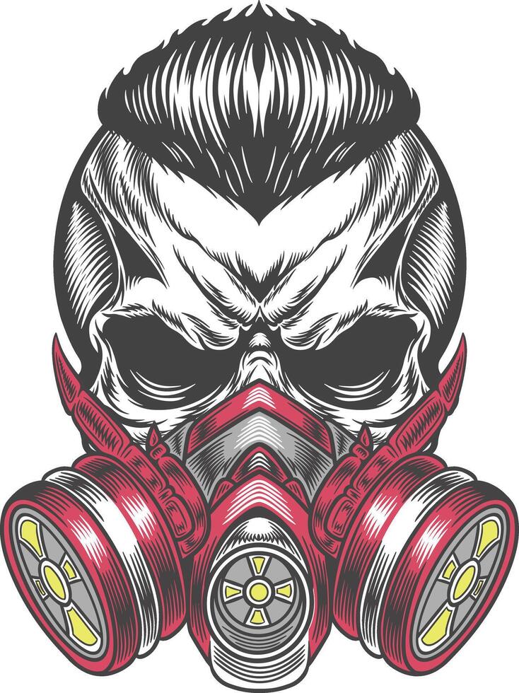 Skull with gas mask illustration vector