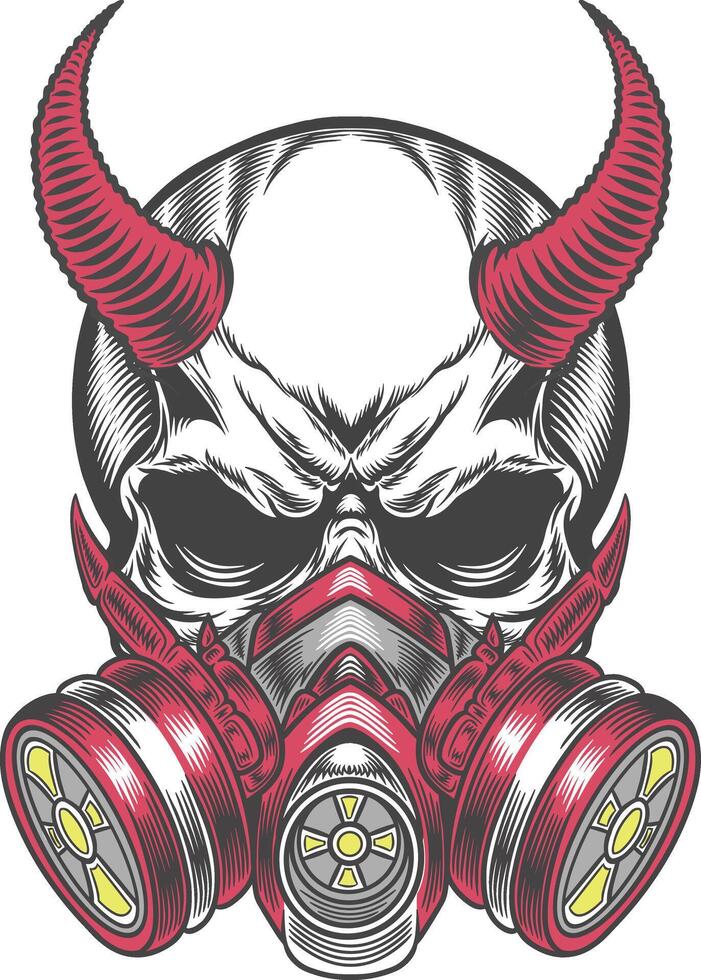 A skull with horns and a gas mask vector