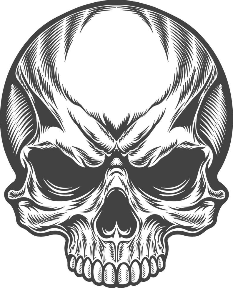 A skull with a large mouth and a large nose vector