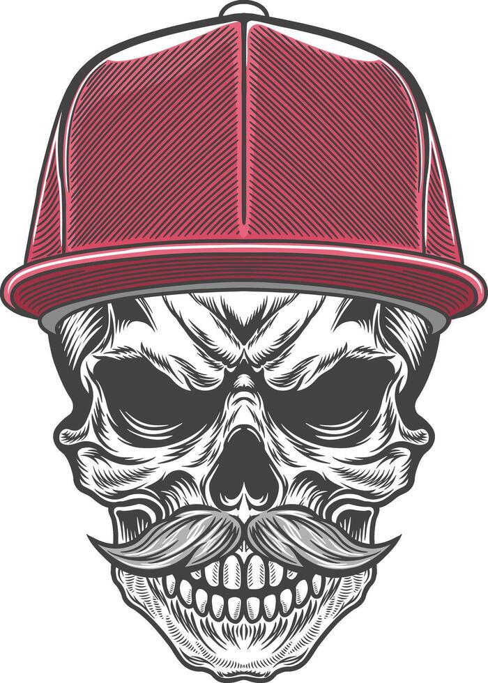 Skull with a mustache and a cap vector