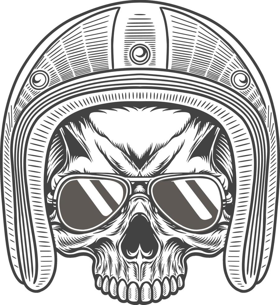 Skull wearing a helmet and sunglasses vector