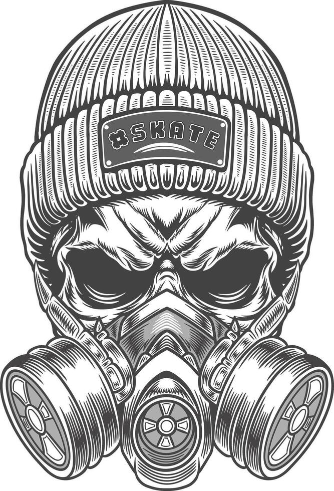 Skull in a gas mask illustration vector