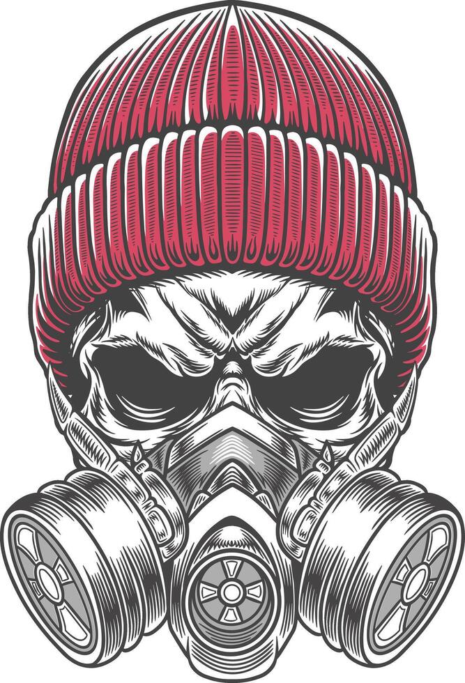 Skull in gas mask illustration vector