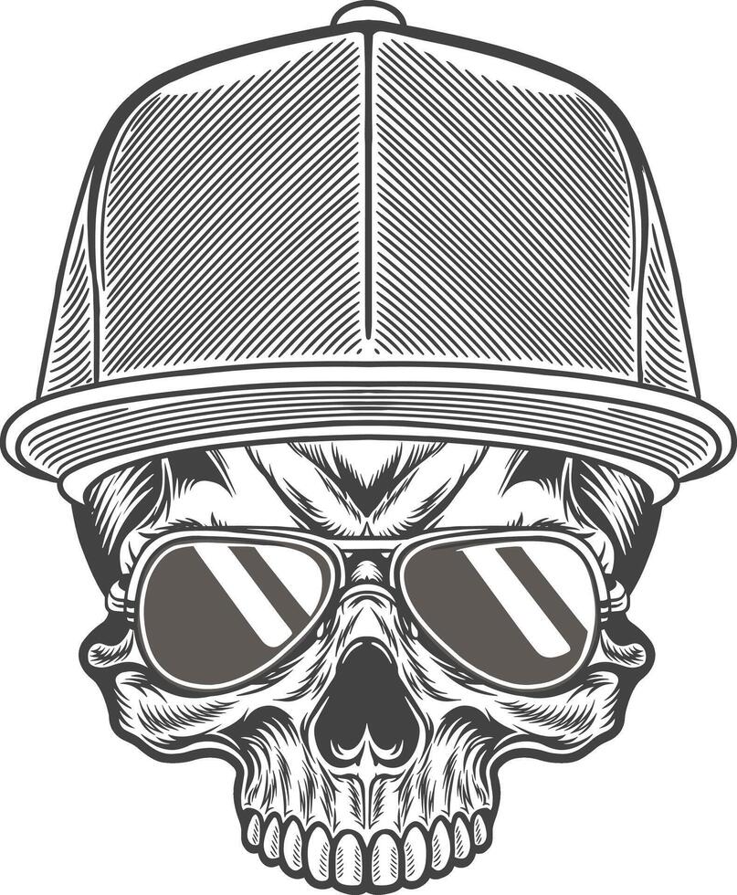 Skull wearing a hat and sunglasses vector