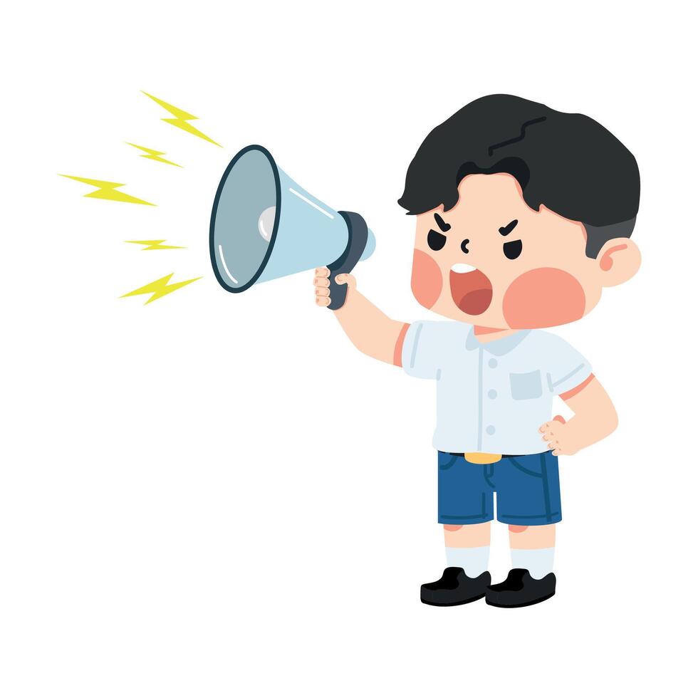 Cartoon Child Shouting with Megaphone vector