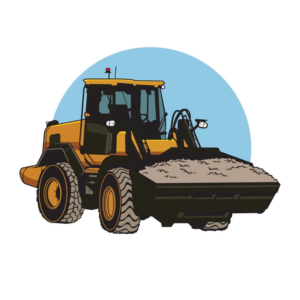 Sand tractor, perfect for building equipment service company logo vector