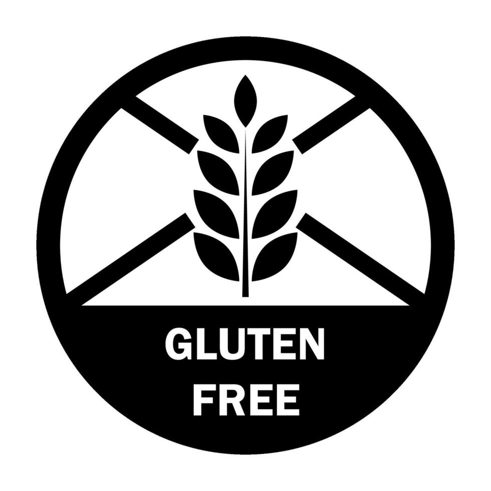 Gluten free food stamp, emblem. Black and white illustration of a gluten free. Perfect for packaging and labeling, ensuring easy recognition of gluten free products vector