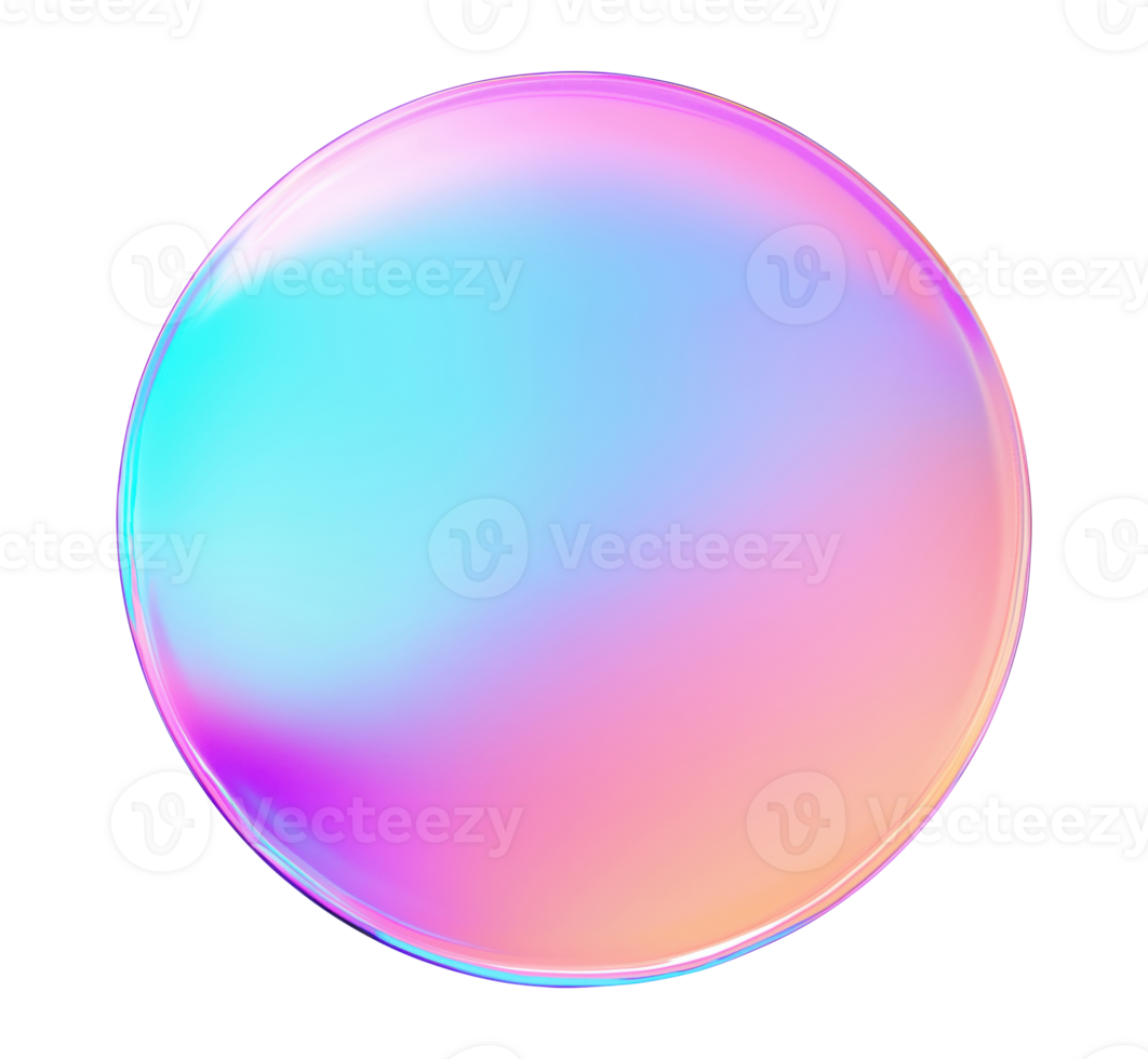 Holographic circle sticker isolated on transparent background png