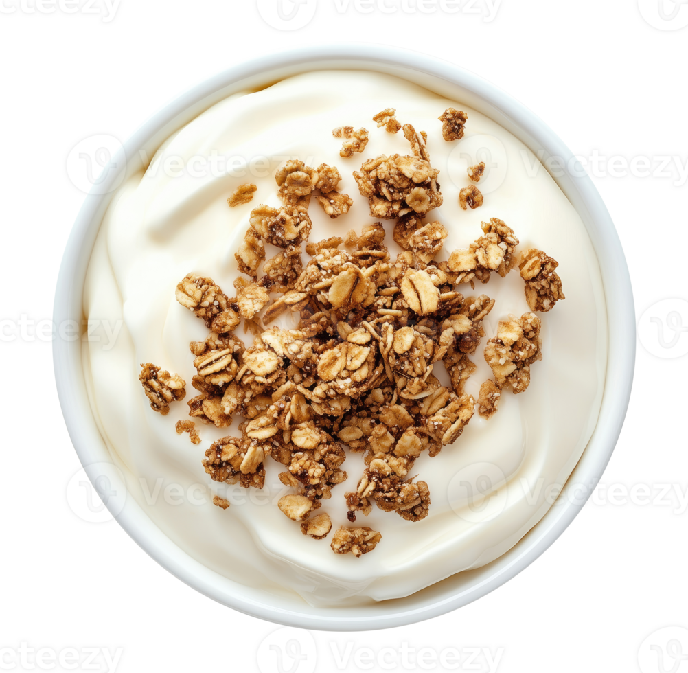 Yogurt with muesli isolated on transparent background png