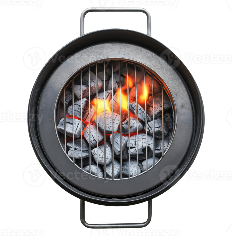 Round grill with coal isolated on transparent background png