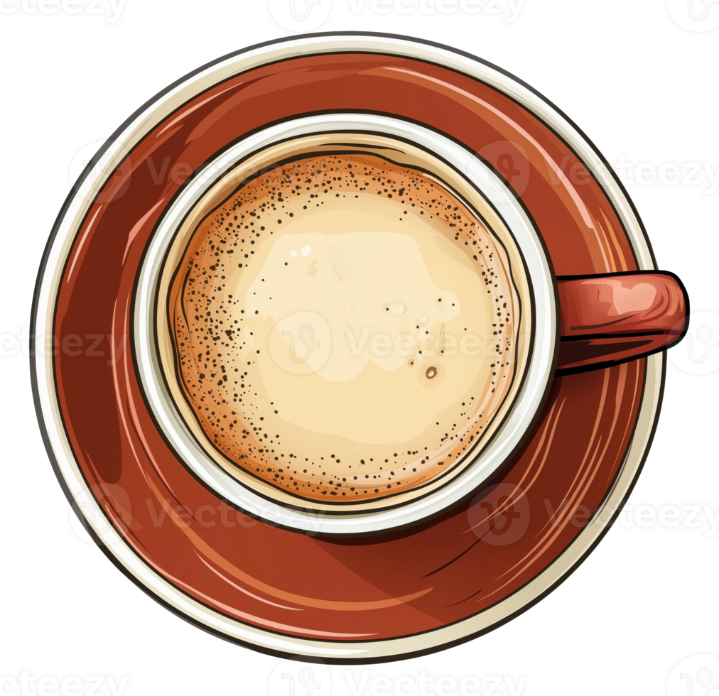 Illustration of a coffee cup and saucer, isolated on transparent background png