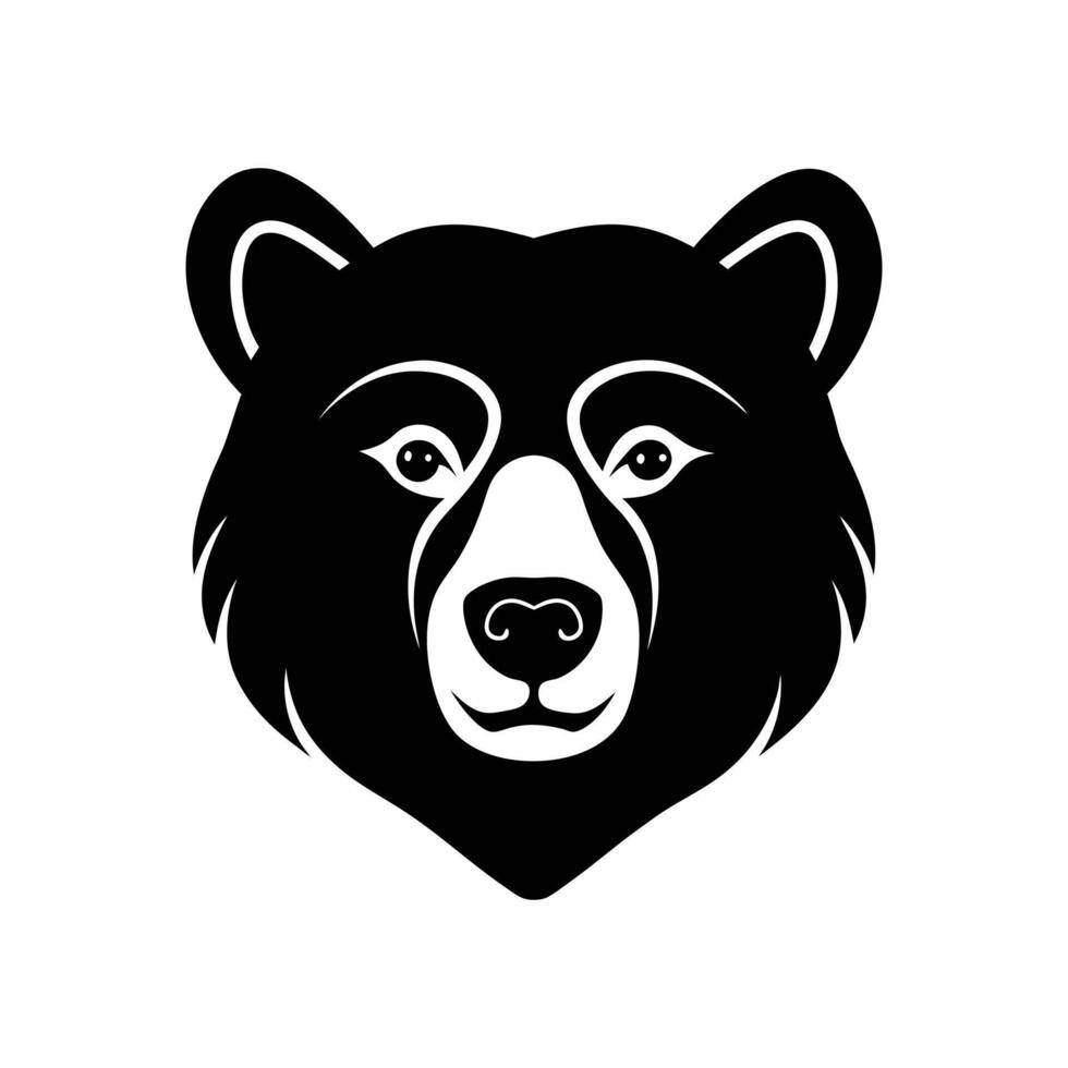 Silhouette art illustration of a bear face front facing vector