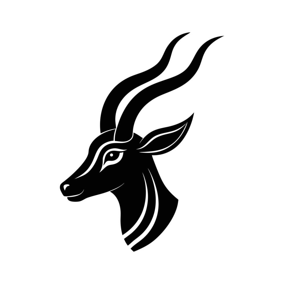 Silhouette art illustration of a gazelle profile with long horns vector