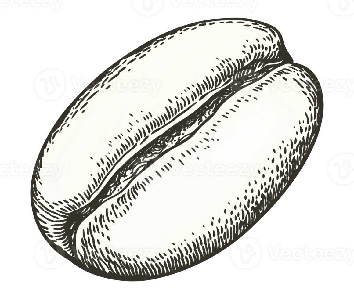 Coffee bean illustration, hand drawn doodle style, isolated on a transparent background png