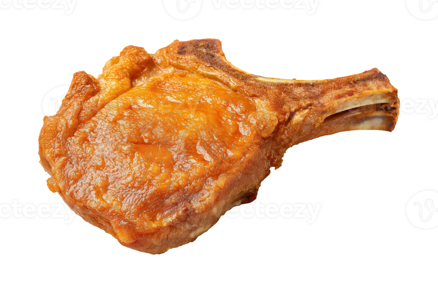 Fried lamb chop with gold crust, isolated on a transparent background png