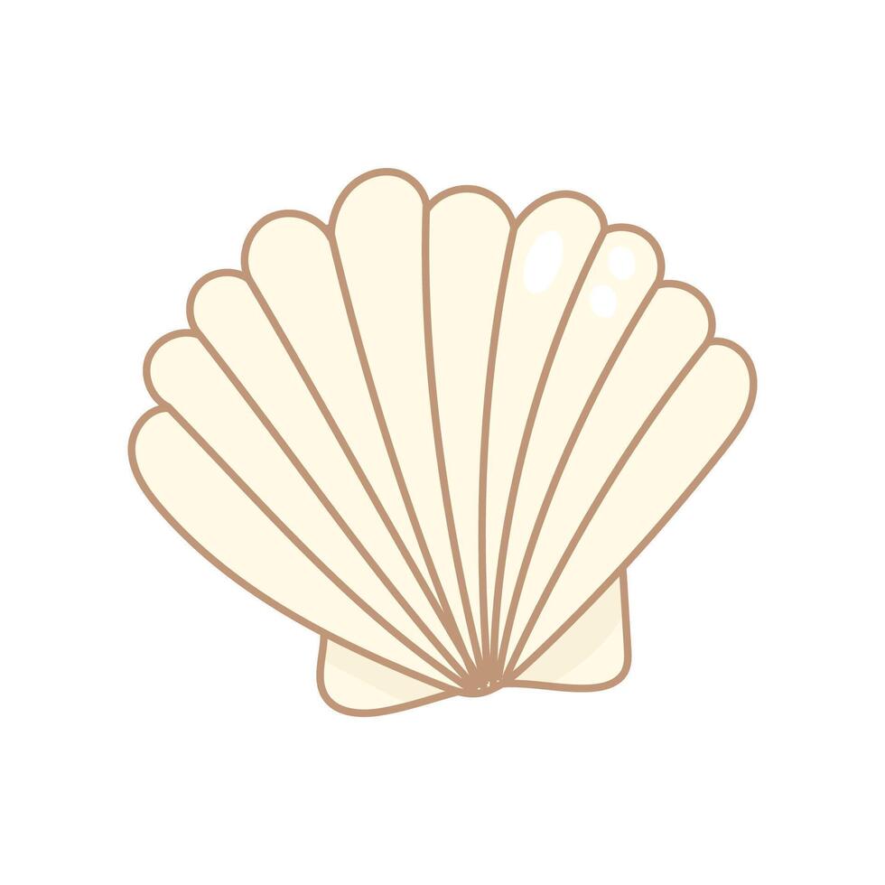 Simple pastel seashell in flat summer cartoon style vector