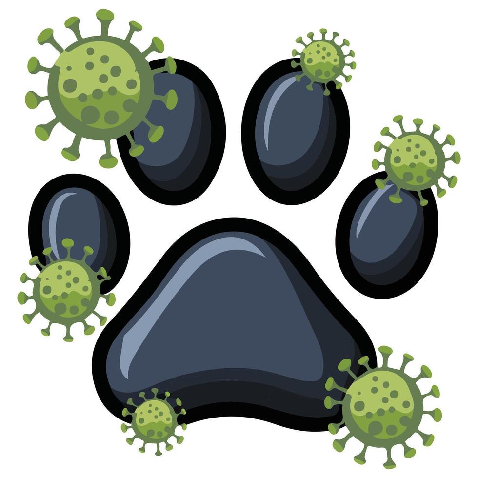 feline footprint microbial design isolated illustration on white background vector