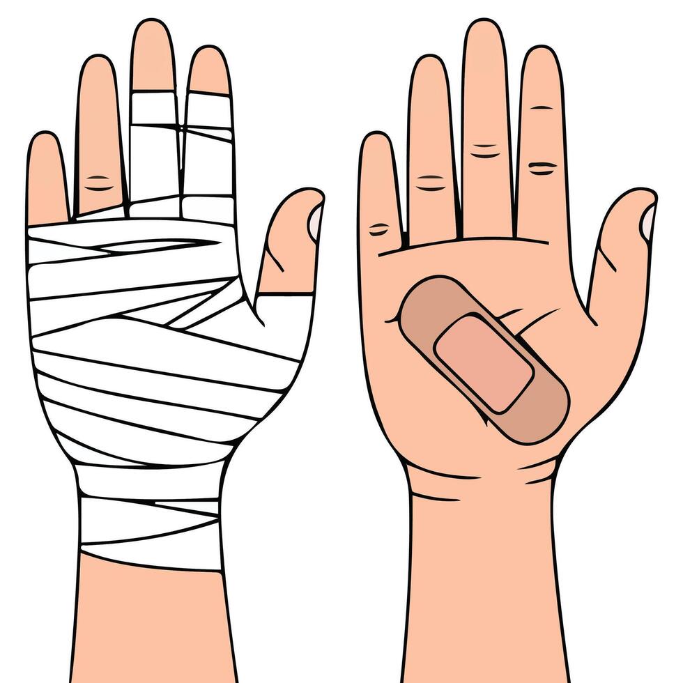Burned skin with bandage first aid isolated illustration on white background vector