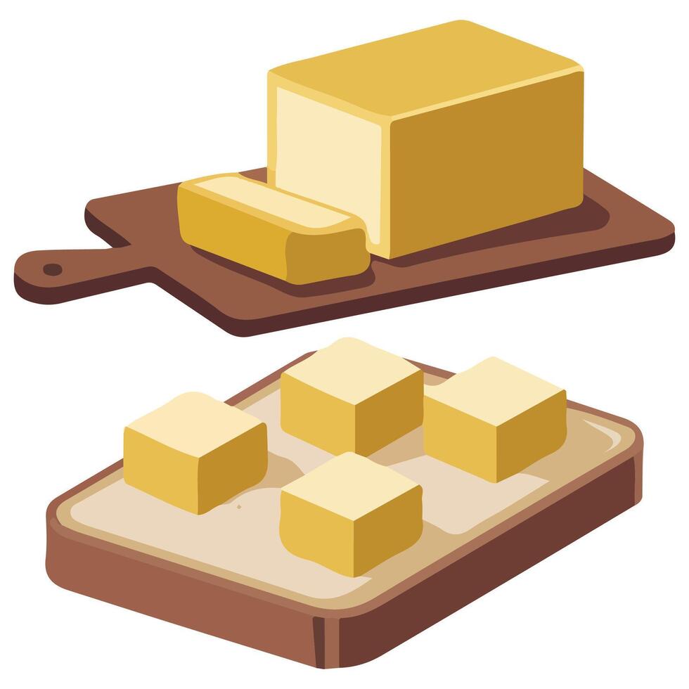 Butter dairy product set isolated illustration on white background vector