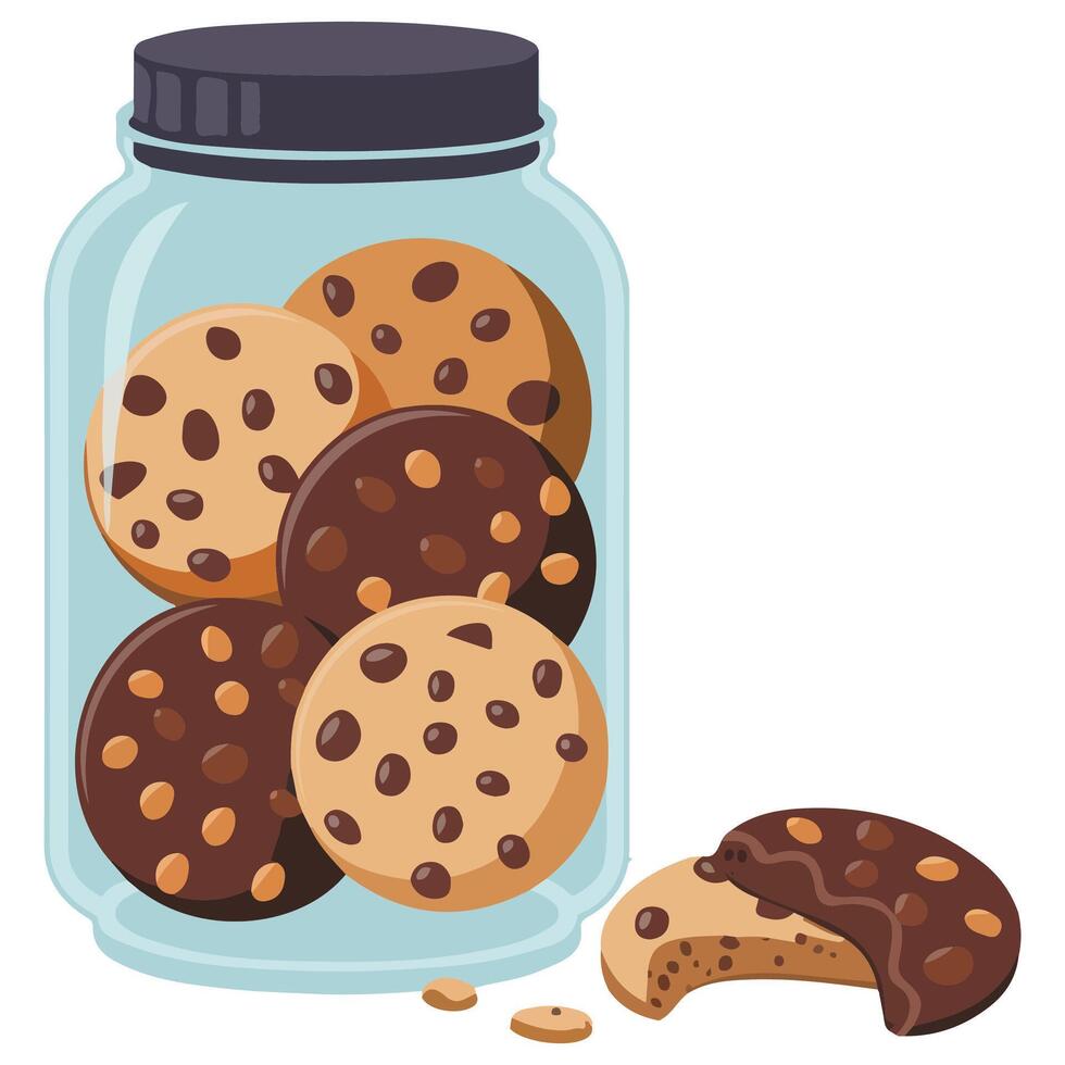 Home made cookies in jar isolated illustration on white background vector