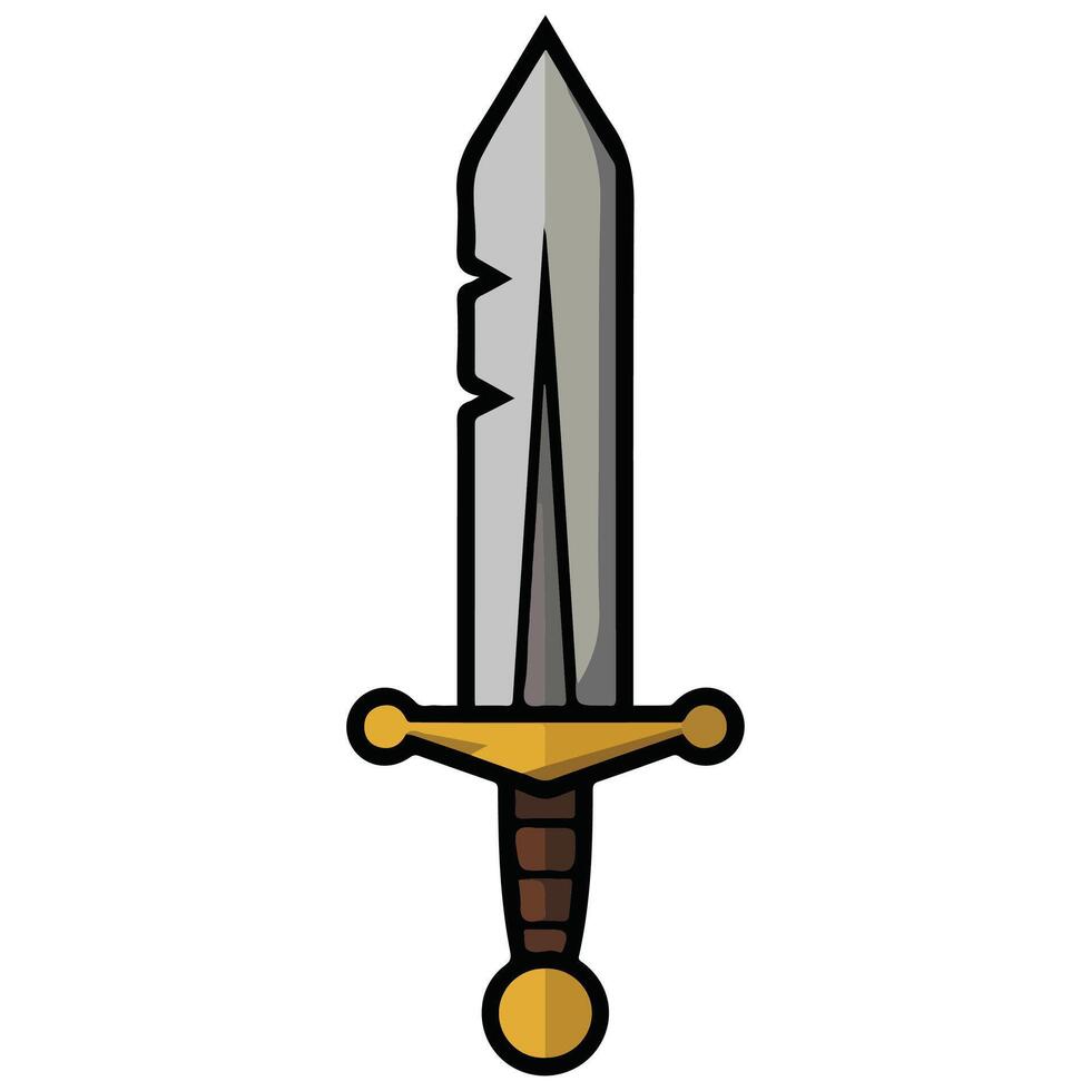 Rusty sword weapon isolated illustration on white background vector
