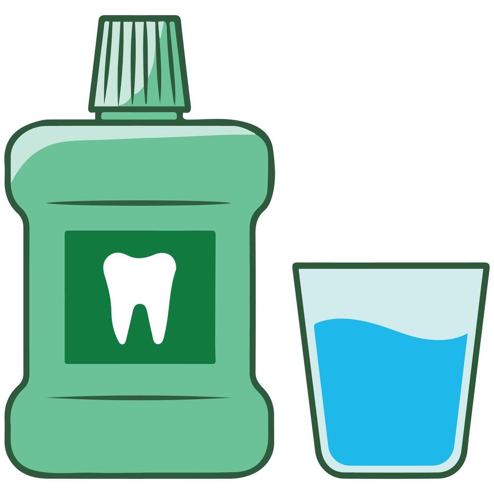 Oral rinse mouthwash bottle isolated illustration on white background vector