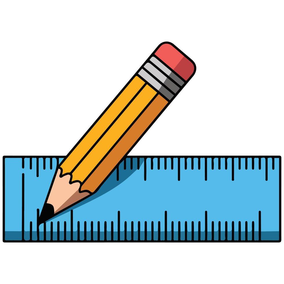 pencil drawing line ruler measurement isolated illustration on white background vector