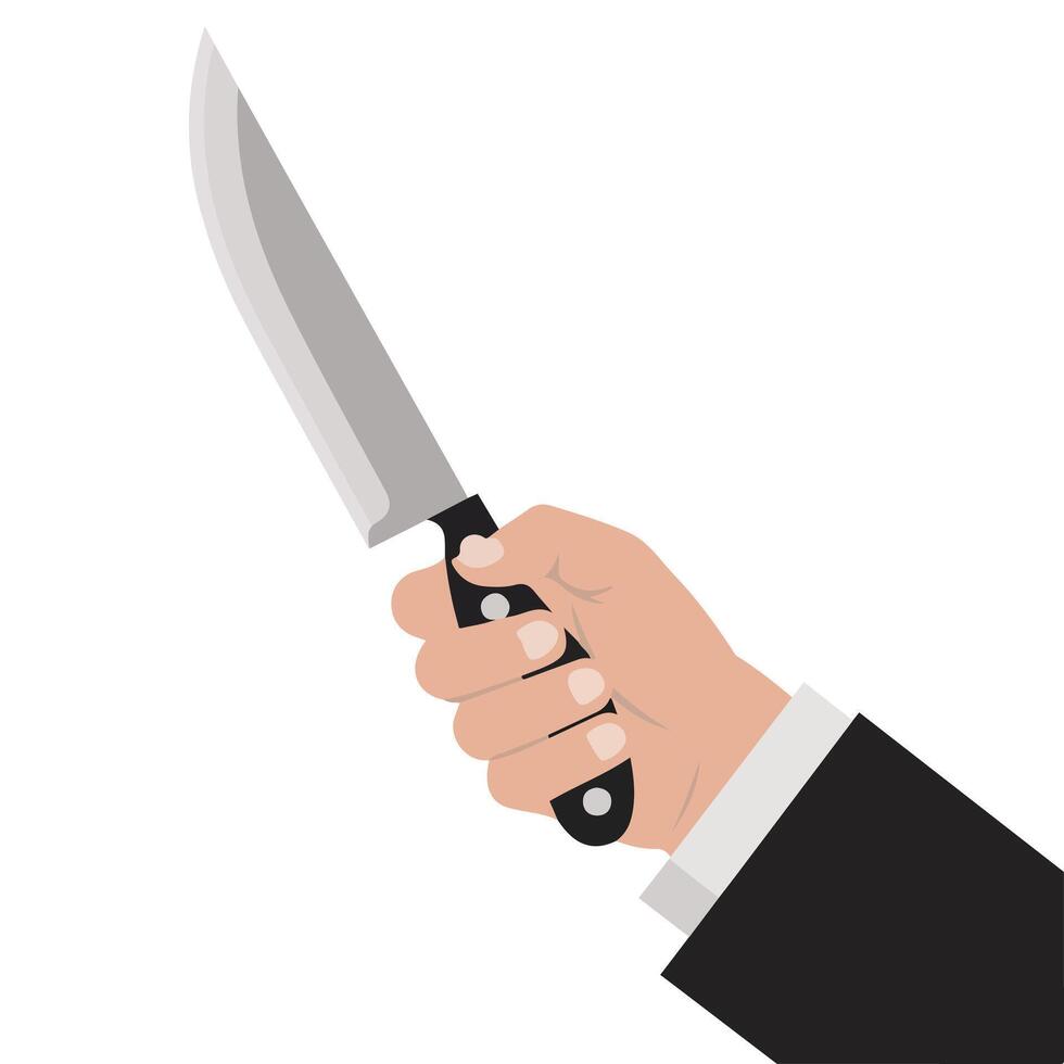 hand holding knife aggression violence isolated illustration on white background vector