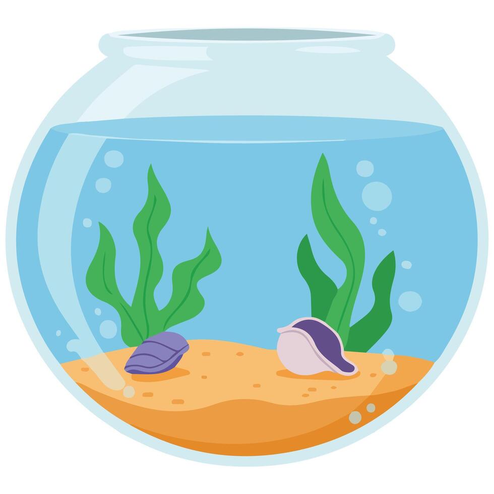 Aquarium with golden fish isolated illustration on white background vector
