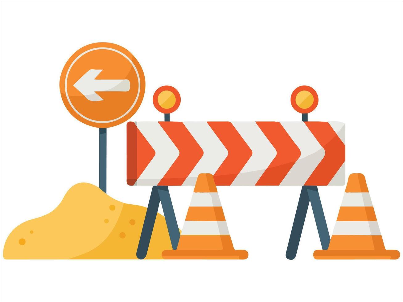 Building site warning symbols art isolated on white background vector
