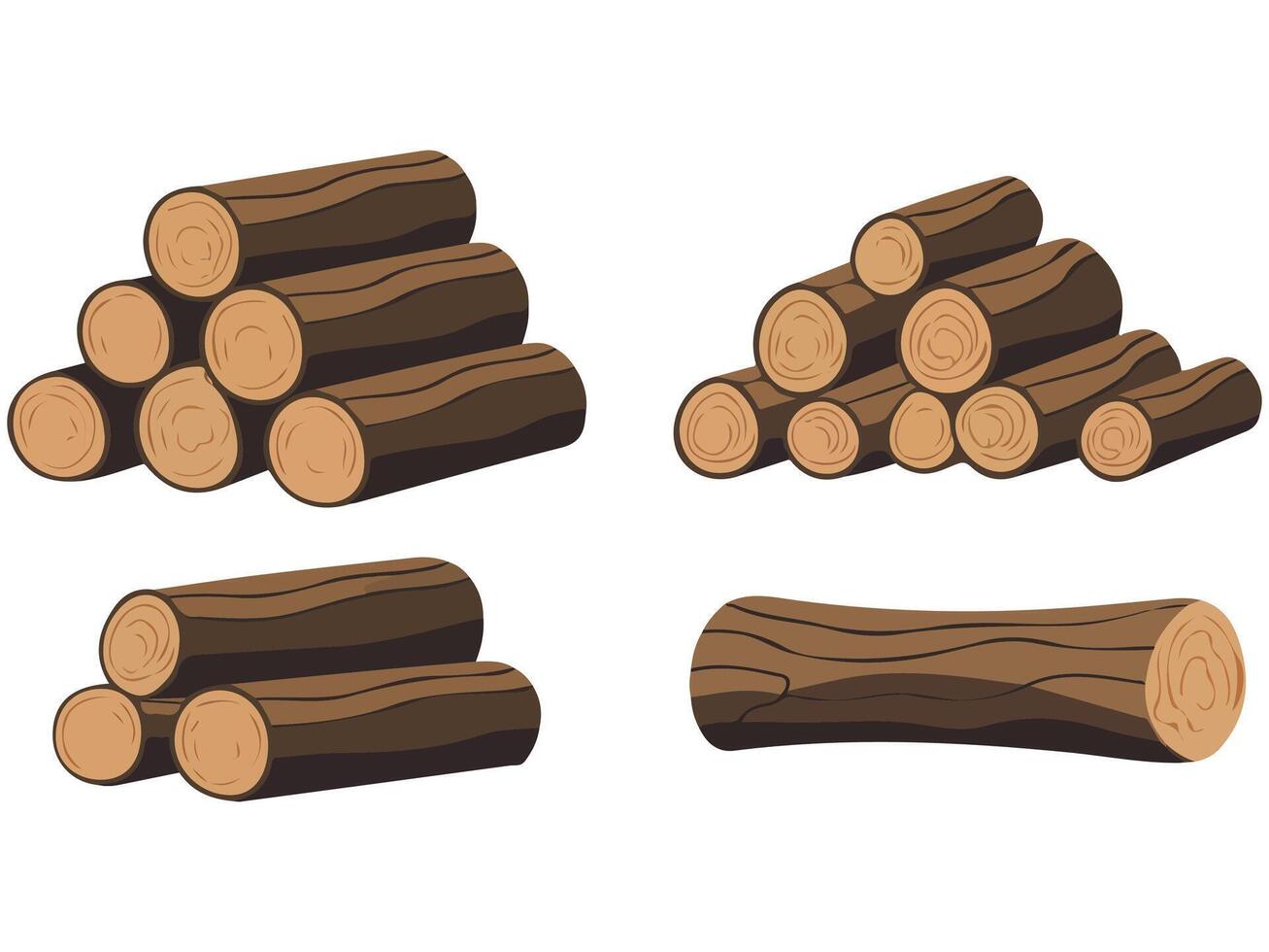 stacked firewood logs timber planks isolated illustration on white background vector