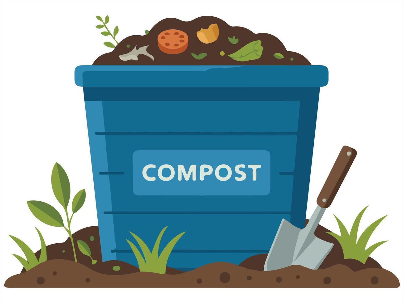 Compost pit for recycling waste isolated illustration on white background vector