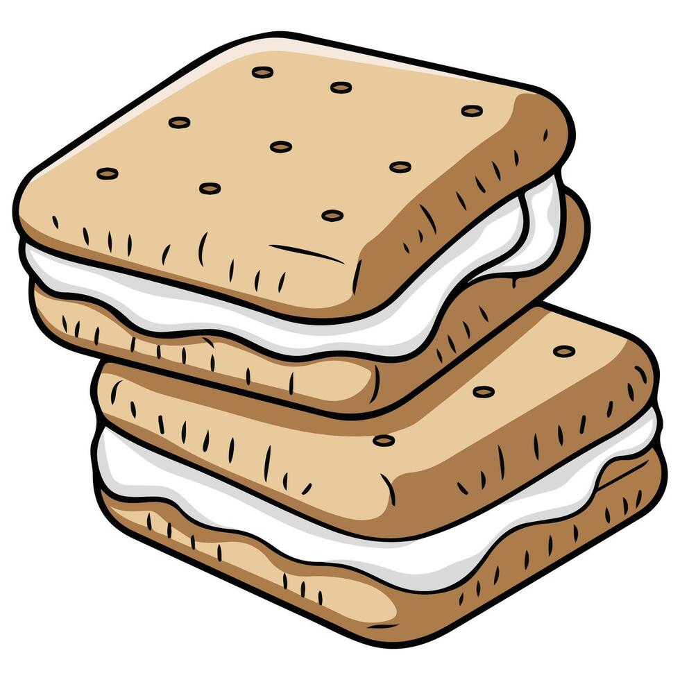 classic s'mores dessert chocolate marshmallow crackers isolated illustration on white background vector