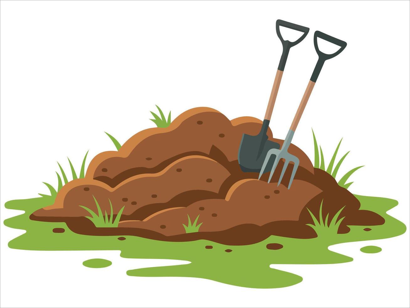 Humus heap for gardening isolated illustration on white background vector